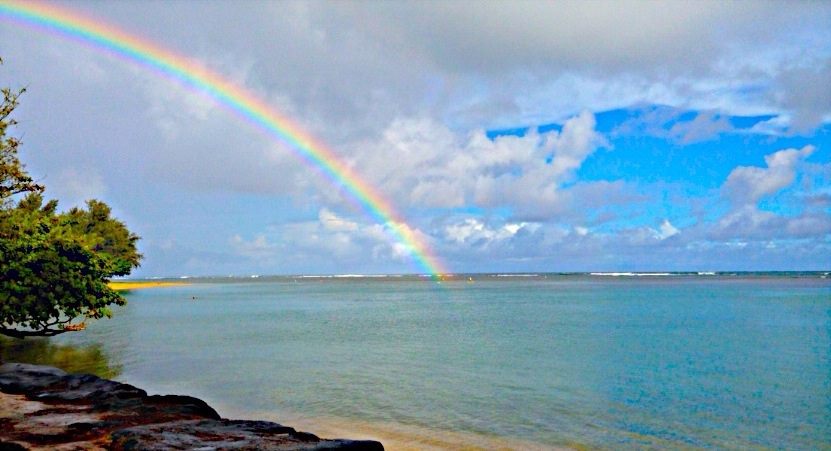 rainbow over anini beach